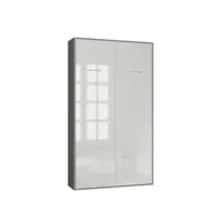 armoire lit escamotable smart-v2 gris graphite mat façade gloss blanc brillant 120*200 cm 20100892472
