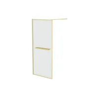 paroi de douche or doré brossé 90x200cm - porte-serviette et étagère - goldy contouring shelf