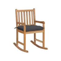 chaise à bascule fauteuil à bascule  fauteuil de relaxation avec coussin anthracite bois de teck solide meuble pro frco55919