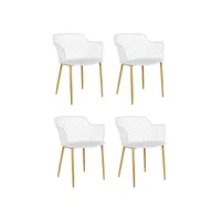 paris prix - lot de 4 fauteuils design malaga 80cm blanc