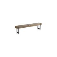 banc de table bois naturel-métal - vongolen - l 200 x l 30 x h 45 cm - neuf