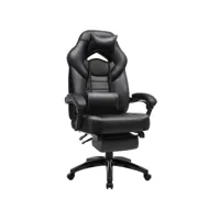 fauteuil gamer ergonomique chaise gaming fauteuil de bureau avec repose-pieds télescopique appui-tête réglable support lombaire capacité de charge 150 kg noir helloshop26 12_0001423