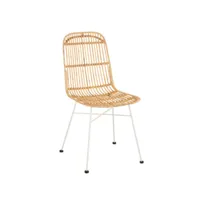 chaise ema rotin/metal naturel/blanc 11254