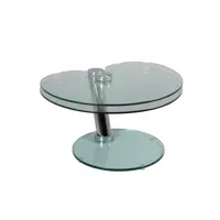 table basse articulée acier-verre - galas n°2 - ouverte : l 80 x l 120 x h 43 cm - fermée : l 80 x l 65 x h 43 cm