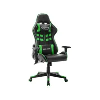 chaise de bureau fauteuil de bureau  chaise gamer noir et vert cuir artificiel meuble pro frco92435