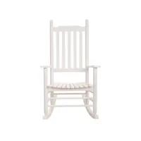 chaise à bascule, rocking chair enfant en bois coloris blanc -  longueur 69 x profondeur 87 x hauteur 121 cm