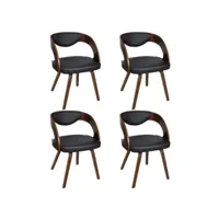 lot de 4 chaises à manger chaises à dîner, chaises de cuisine marron bois courbé et similicuir qdtr43089