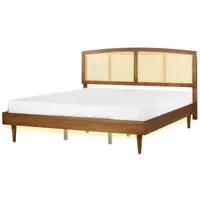 lit double en bois clair avec led 180 x 200 cm varzy 447647