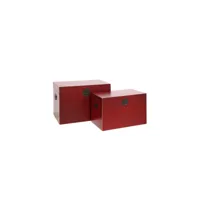 duo de coffres rouge meuble chinois - pekin - l 58 x l 38 x h 34 cm - neuf