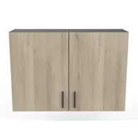 meuble haut de cuisine coloris chêne kronberg, noir mat - longueur 100 x hauteur 70 x profondeur 30 cm