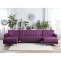 canapé panoramique convertible en tissu violet 5 places aberdeen 146408
