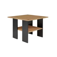 aura - table basse caréé style industriel - 60x60x45 cm - table à café décor bois - gris&chêne