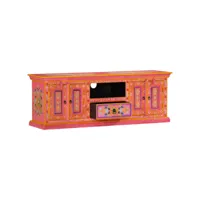 meuble tv, banc tv, meuble de rangement rose 110x30x40 cm bois massif de manguier pwfn43272