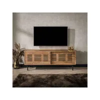 meuble tv 135 cm style industriel en acacia massif naturel snow