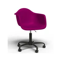 chaise de bureau avec accoudoirs - chaise de bureau avec roulettes - structure noire weston mauve