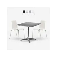ensemble table carrée pliable 70x70cm acier 4 chaises extérieur mores grand soleil