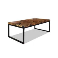 table basse table de salon  bout de canapé teck résine 110 x 60 x 40 cm meuble pro frco38044