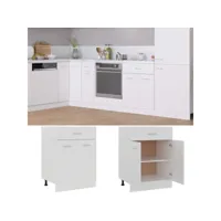 armoire de plancher à tiroir, meuble bas cuisine, armoire rangement de cuisine blanc 60x46x81,5 cm aggloméré pewv87010 meuble pro
