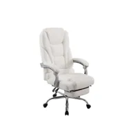 fauteuil de bureau ergonomique avec repose-pieds extensible synthétique blanc bur10170