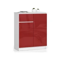 ellis - buffet style moderne salon/bureau - 80x99x40 - 2 portes+1 tiroir - meuble de salon - rouge