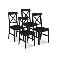 lot de 4 chaises de cuisine avec croisillons suzanne bois noir