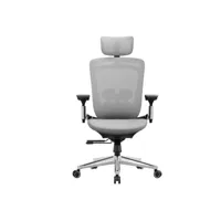 chaise de bureau, fauteuil ergonomique réglable en toile, dossier inclinable, assise réglable avant ou arrière, piètement en alliage d’aluminium, capacité 150 kg, gris tourterelle