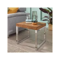 finebuy table d'appoint bois massif  métal sheesham 45 x 40 x 45 cm table basse salon  bout de canapé est - table pour canapé - table en bois