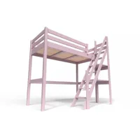 lit mezzanine bois avec escalier de meunier sylvia 90x200  violet pastel 1130-vip