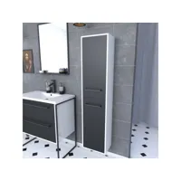 colonne de salle de bain blanche 30x35x150 cm avec 2 portes et poignées noir mat - structura p026