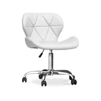 chaise de bureau à roulettes - chaise de bureau pivotante - tapissée en simili cuir - wito blanc