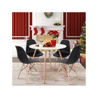ensemble table chaises 4 places scandinave blanche table et noir chaise plastique bois