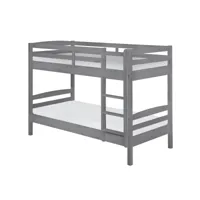 stradi - lits superposés 90x200cm gris avec sommiers