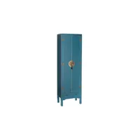 armoire lingère 2 portes, 2 tiroirs bleue meuble chinois - pekin - l 55 x l 33 x h 185 cm - neuf