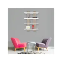 homemania étagère nergis - etagère, support de livres - par parete - blanc, cordoue en bois, 50 x 17 x 80cm