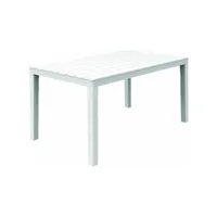 table blanche 138x80xh72cm rectangle résine effet lattes bois progarden jardin terrasse