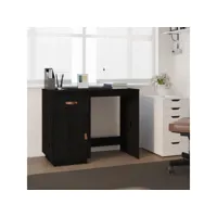 bureau informatique table de bureau - noir 95x50x75 cm bois massif de pin meuble pro frco48274