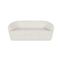 canapé incurvé en bouclette fausse fourrure tapissée - boucles blanches - 2 places - bold blanc