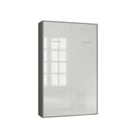 armoire lit escamotable smart-v2 structure gris graphite mat, façade gloss blanc brillant 140*200 cm 20100888698