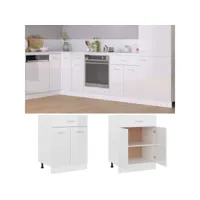 armoire de plancher, meuble bas cuisine, armoire rangement de cuisine blanc brillant 60x46x81,5 cm aggloméré pewv90113 meuble pro