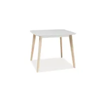 tini - table de cuisine style moderne - dimensions : 90x80x75 cm - plateau en mdf - base en bois - style scandinave - blanc