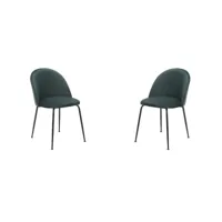 chaise de cuisine velours vert et pieds métal noir - paris 2 chaises