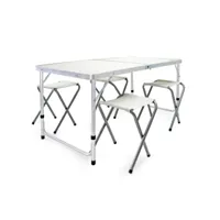 ensemble table tabourets de camping 120 cm aluminium meuble pliant jardin oudoor helloshop26 16_0002494
