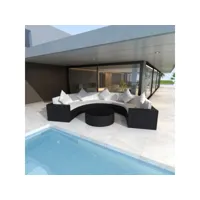 salon de jardin 6 pcs  salon d'extérieur  ensemble meuble de jardin  avec coussins résine tressée noir nvci656134