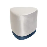 pouf assise bout de canapé 45 x 45 x 40 cm aspect velours socle bleu gris clair