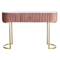 table console en velours rose et métal doré  - longueur 120 x profondeur 35 x hauteur 80 cm