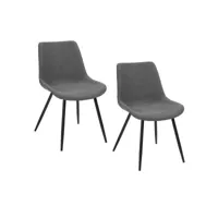 lot de 2 chaises de salle à manger scandinave en tissu gris avec pieds metal