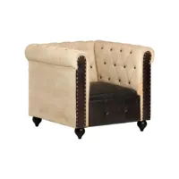 vidaxl fauteuil chesterfield marron cuir véritable 283753