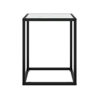 table de salon noir avec verre marbre blanc 40x40x50 cm