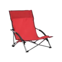vidaxl chaises de plage pliables 2 pcs rouge tissu