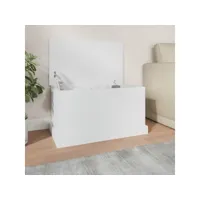 boîte de rangement blanc 70x40x38 cm bois d'ingénierie